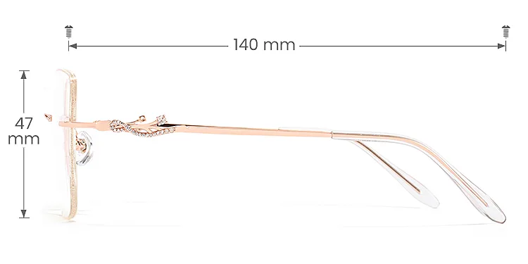 Winky rose gold clear   Metal  Eyeglasses, size view