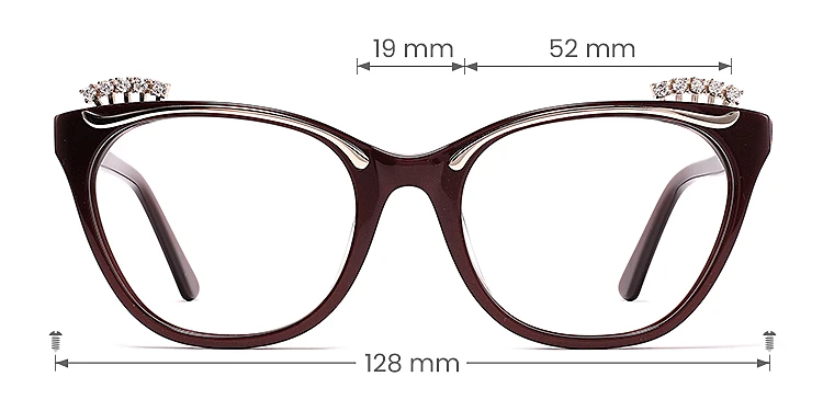 Joleen burgundy   Acetate  Eyeglasses, size view