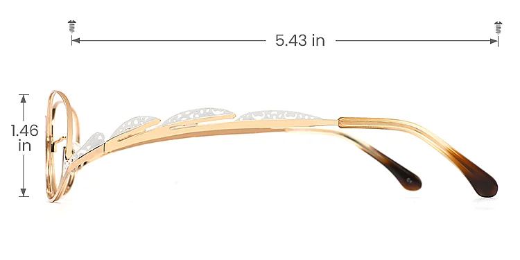 Beini gold white   Metal  Eyeglasses, size view