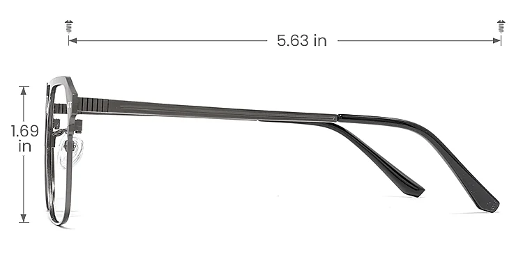 Tristin grey   Metal  Eyeglasses, size view