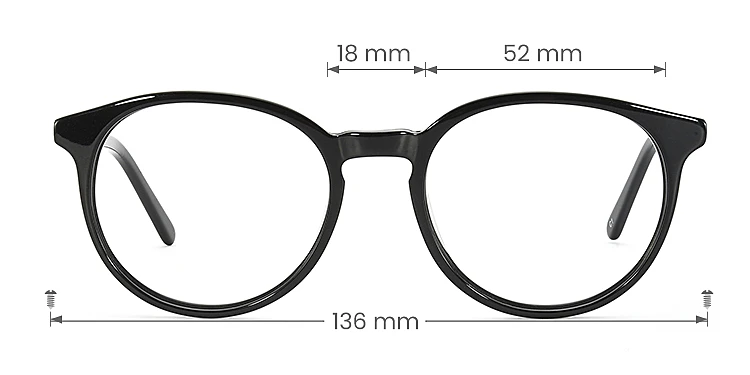 Kelly black   Acetate  Eyeglasses, size view