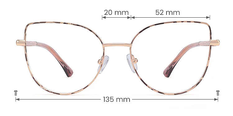 Halo petal tortoise   Metal  Eyeglasses, size view