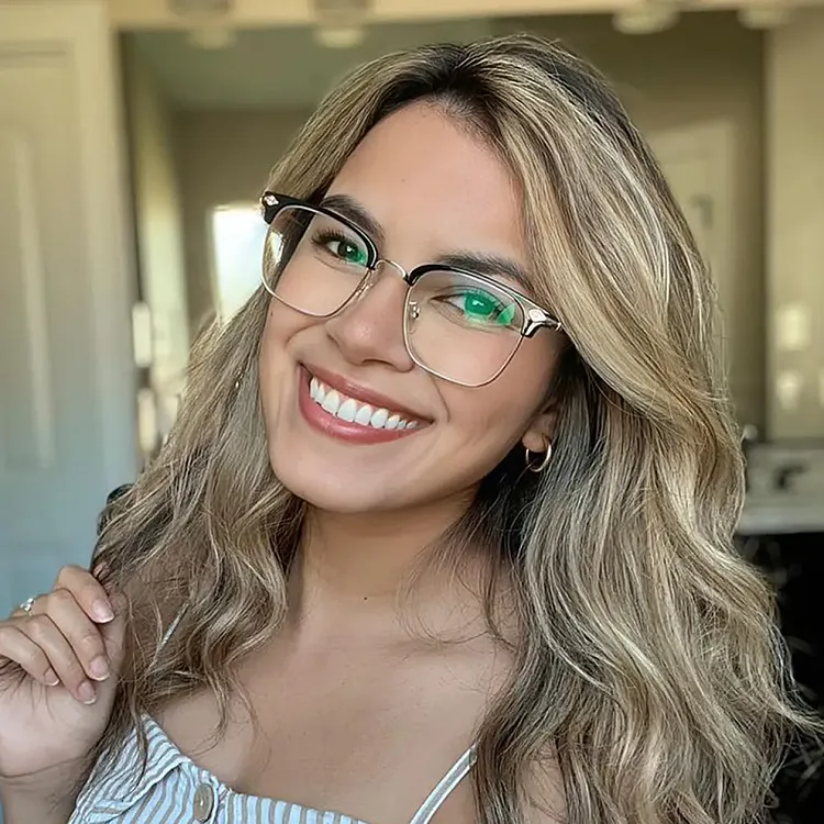 Emeka Black Gold Browline Eyeglasses CliCliMe