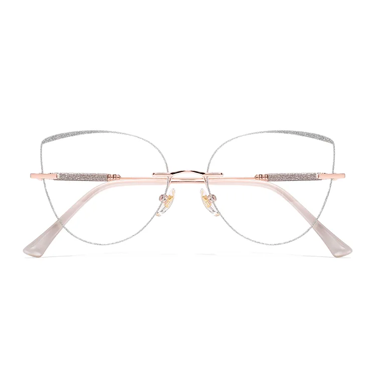 Glamour Rose Gold Silver Cat Eye Eyeglasses CliCliMe