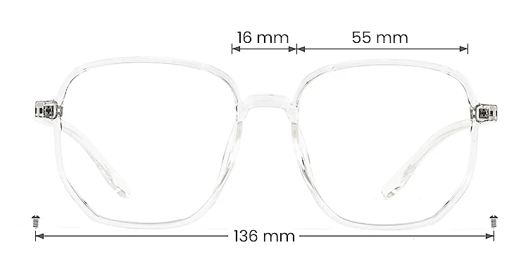 Sugar clear   Plastic  Eyeglasses, size view