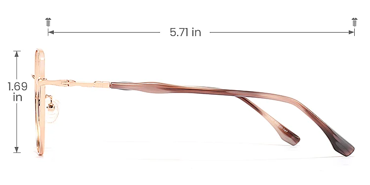 Elly rose gold   Metal  Eyeglasses, size view