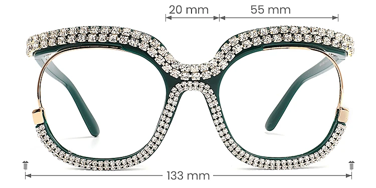 Kamia green diamond   Plastic  Eyeglasses, size view