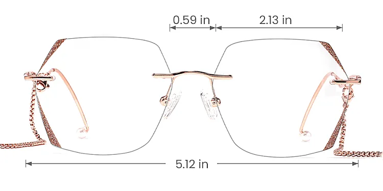 Bling rose gold   Metal  Eyeglasses, size view