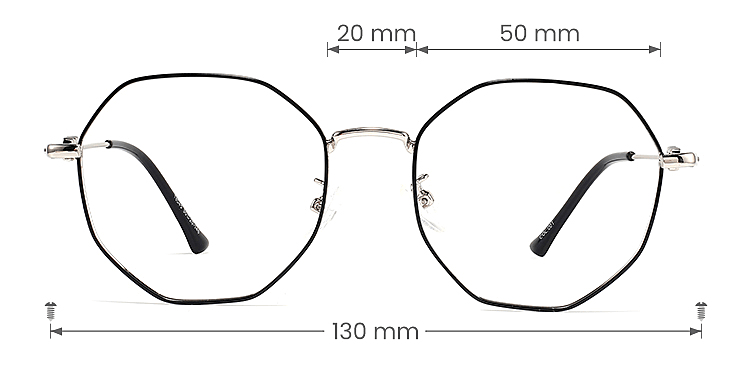 Megan black silver   Metal  Eyeglasses, size view