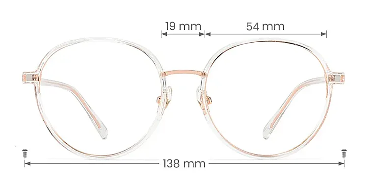 Kyra clear rose gold   Plastic  Eyeglasses, size view