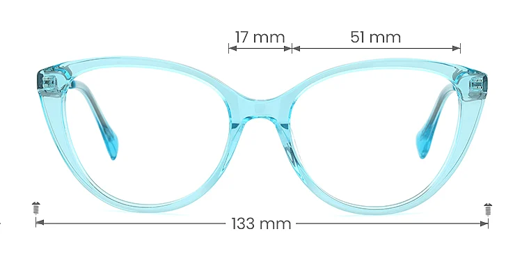 Cecile clear blue   Acetate  Eyeglasses, size view