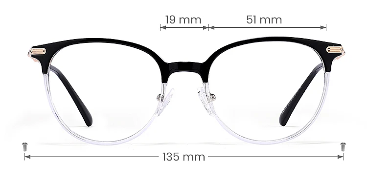 Koy black clear   Plastic  Eyeglasses, size view