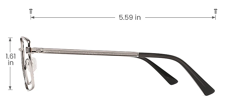 Simon silver   Metal  Eyeglasses, size view