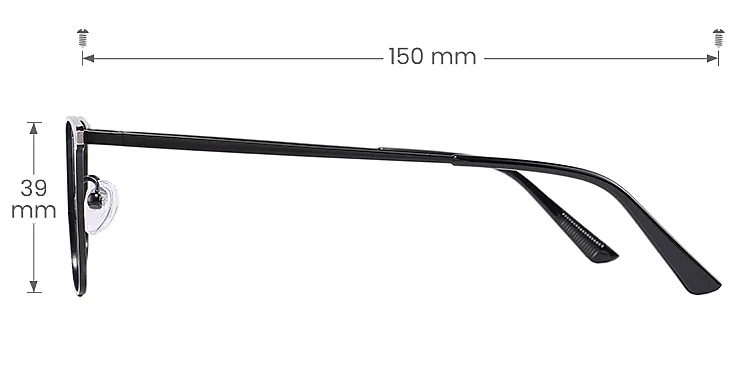 Marre black   Metal  Eyeglasses, size view