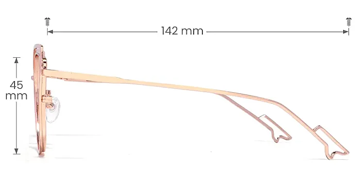 Romy pink   Metal  Eyeglasses, size view