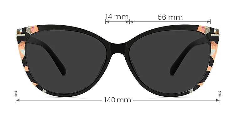 Xenia black   TR90  Sunglasses, size view