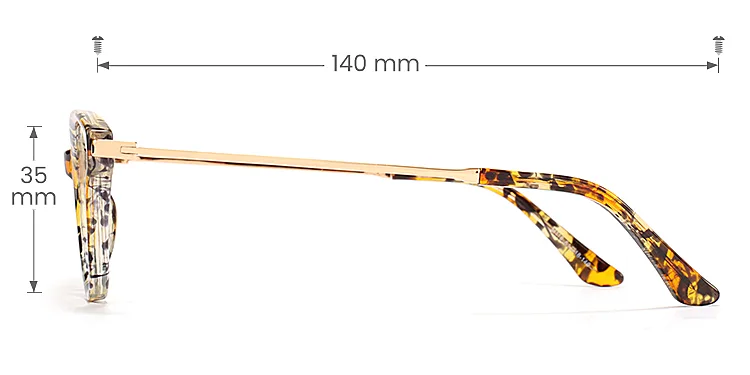Yilia yellow tortoise   TR90  Eyeglasses, size view