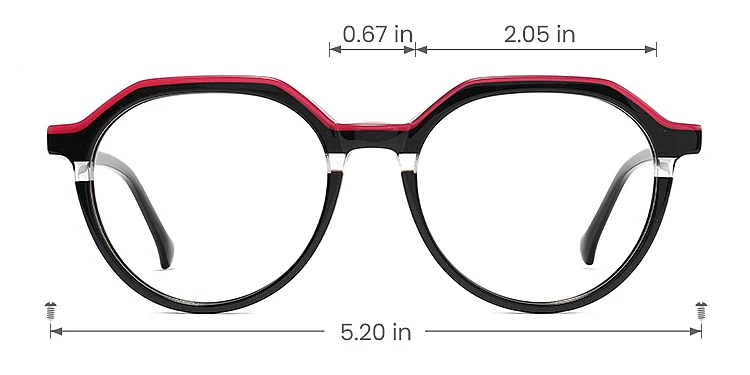 Sierra black red   Plastic  Eyeglasses, size view