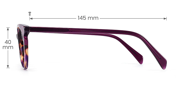 Pennie purple   Acetate  Eyeglasses, size view