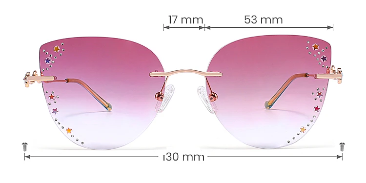 Twinkling star rose gold   Metal  Sunglasses, size view