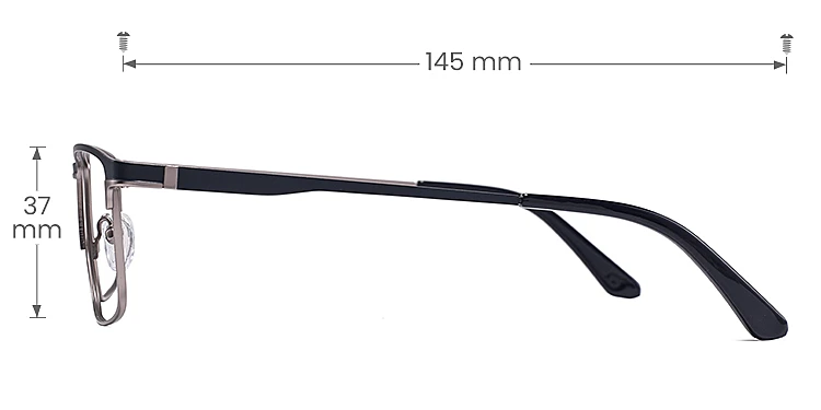 Steve black gun   Metal  Eyeglasses, size view