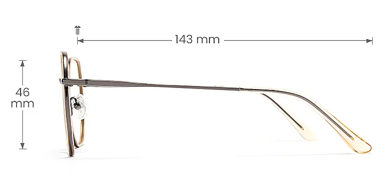 Violet silver   Metal  Eyeglasses, size view