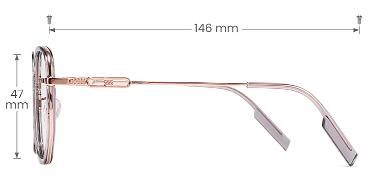 Sookie grey rose gold   Plastic  Eyeglasses, size view