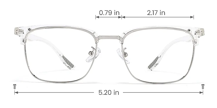 Azure clear silver   Metal  Eyeglasses, size view