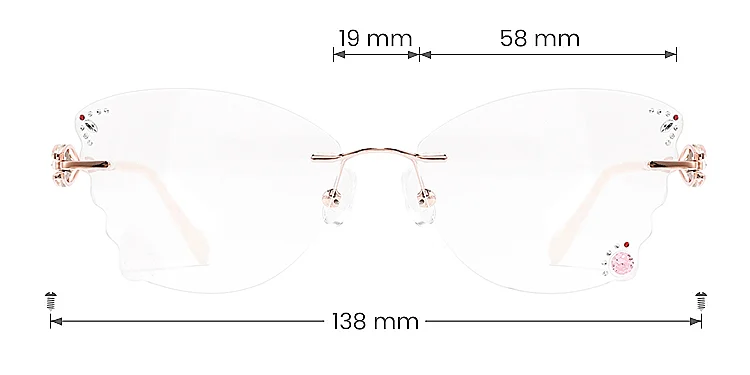 Mignon rose gold   Metal  Eyeglasses, size view