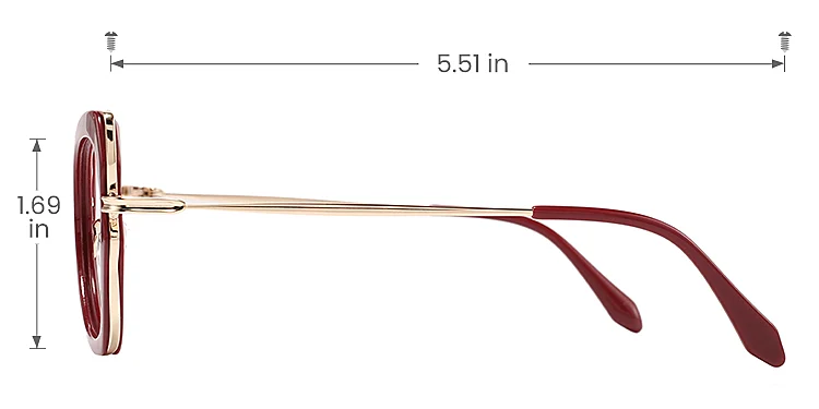 Robecca burgundy   Acetate  Eyeglasses, size view