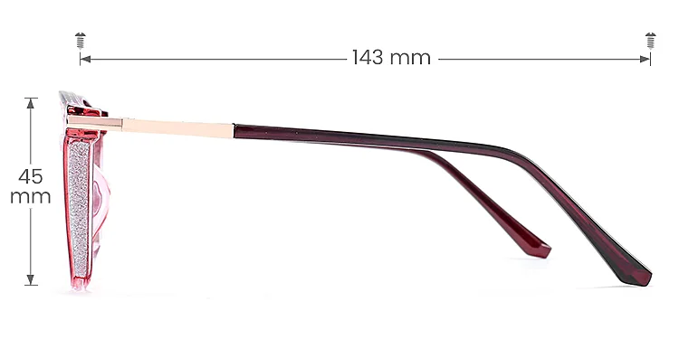 Aysun burgundy clear pink   Plastic  Eyeglasses, size view