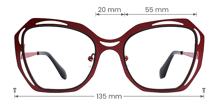 Emilee red black   Metal  Eyeglasses, size view