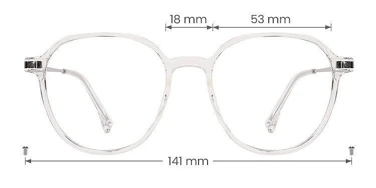 Nairi clear   Plastic  Eyeglasses, size view
