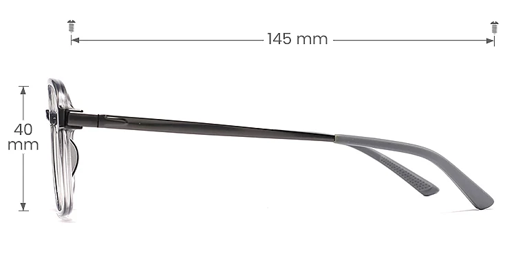 Galia grey   Plastic  Eyeglasses, size view