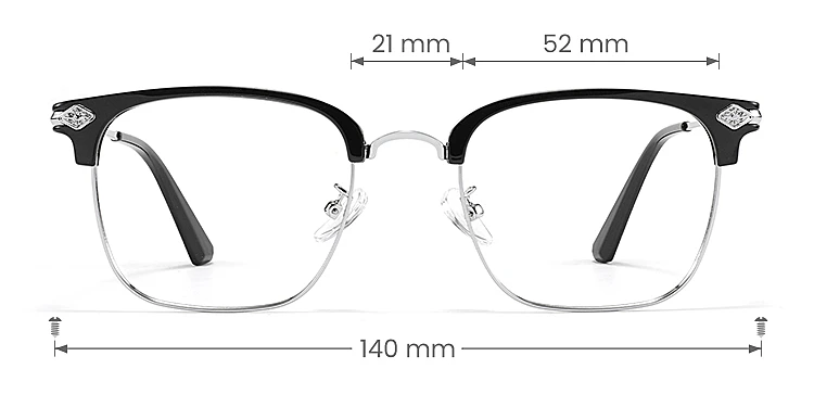 Emeka black silver   Metal  Eyeglasses, size view