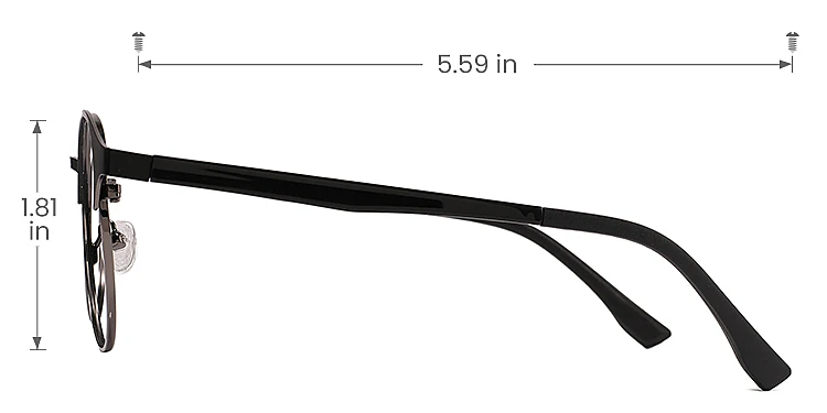 Nasim black gun   Metal  Eyeglasses, size view