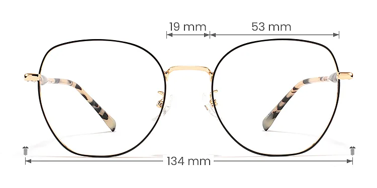 Elly black gold   Metal  Eyeglasses, size view