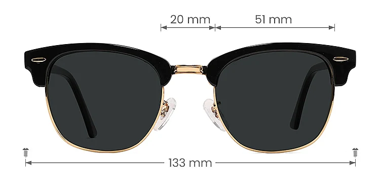 Forest black gold   Metal  Sunglasses, size view