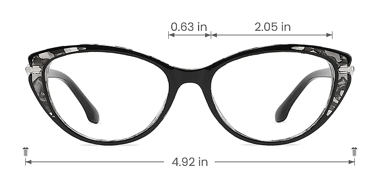 Pamela black   Plastic  Eyeglasses, size view