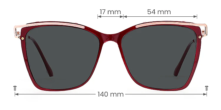 Cili burgundy   Plastic  Sunglasses, size view