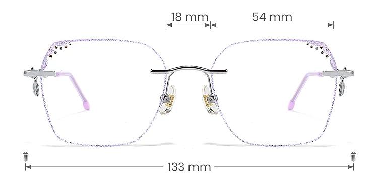 Lil silver lavender   Metal  Eyeglasses, size view