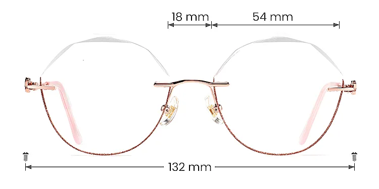 Lilly rose gold   Metal  Eyeglasses, size view