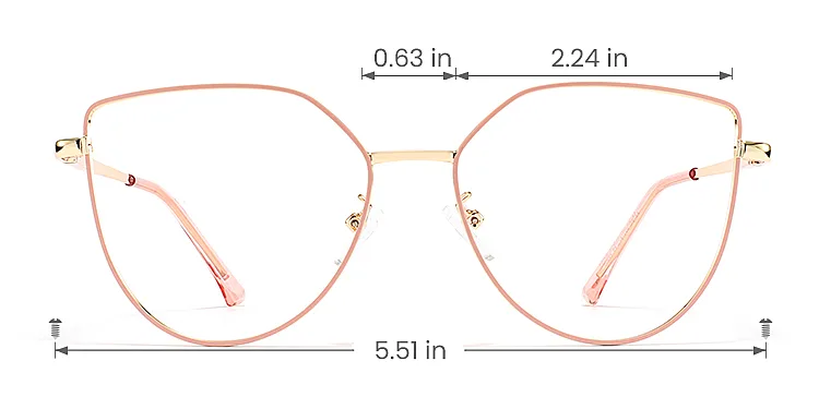 Denise pink   Metal  Eyeglasses, size view