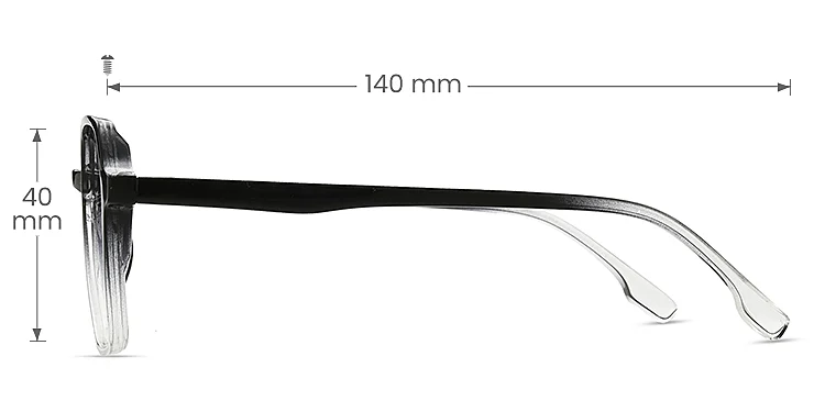 Kendall black clear   TR90  Eyeglasses, size view