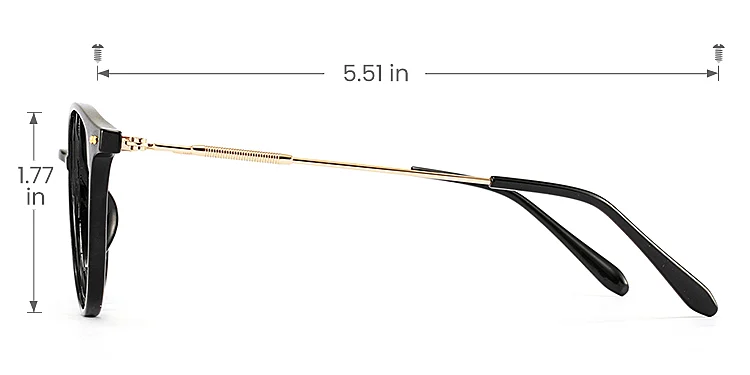 Leona black   Plastic  Eyeglasses, size view