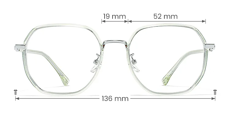 Love clear green   Plastic  Eyeglasses, size view