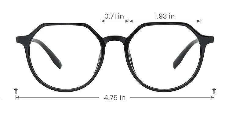 Erin black   Plastic  Eyeglasses, size view