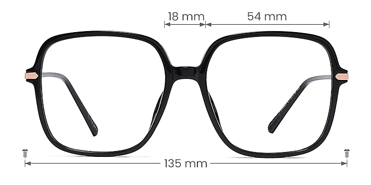 Yolo black   Plastic  Eyeglasses, size view