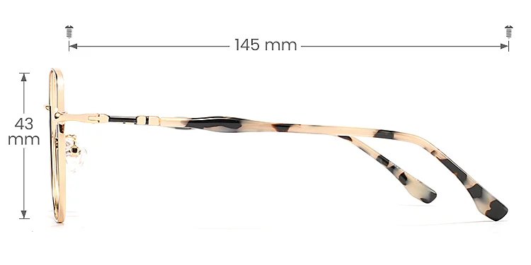 Elly black gold   Metal  Eyeglasses, size view