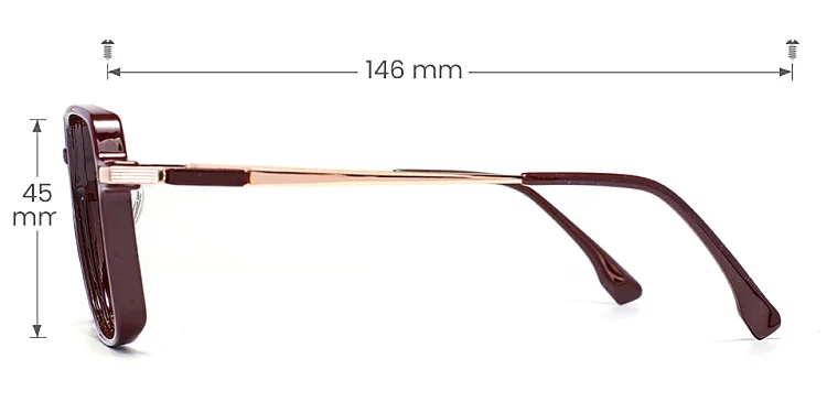 Sandy burgundy   Plastic  Eyeglasses, size view
